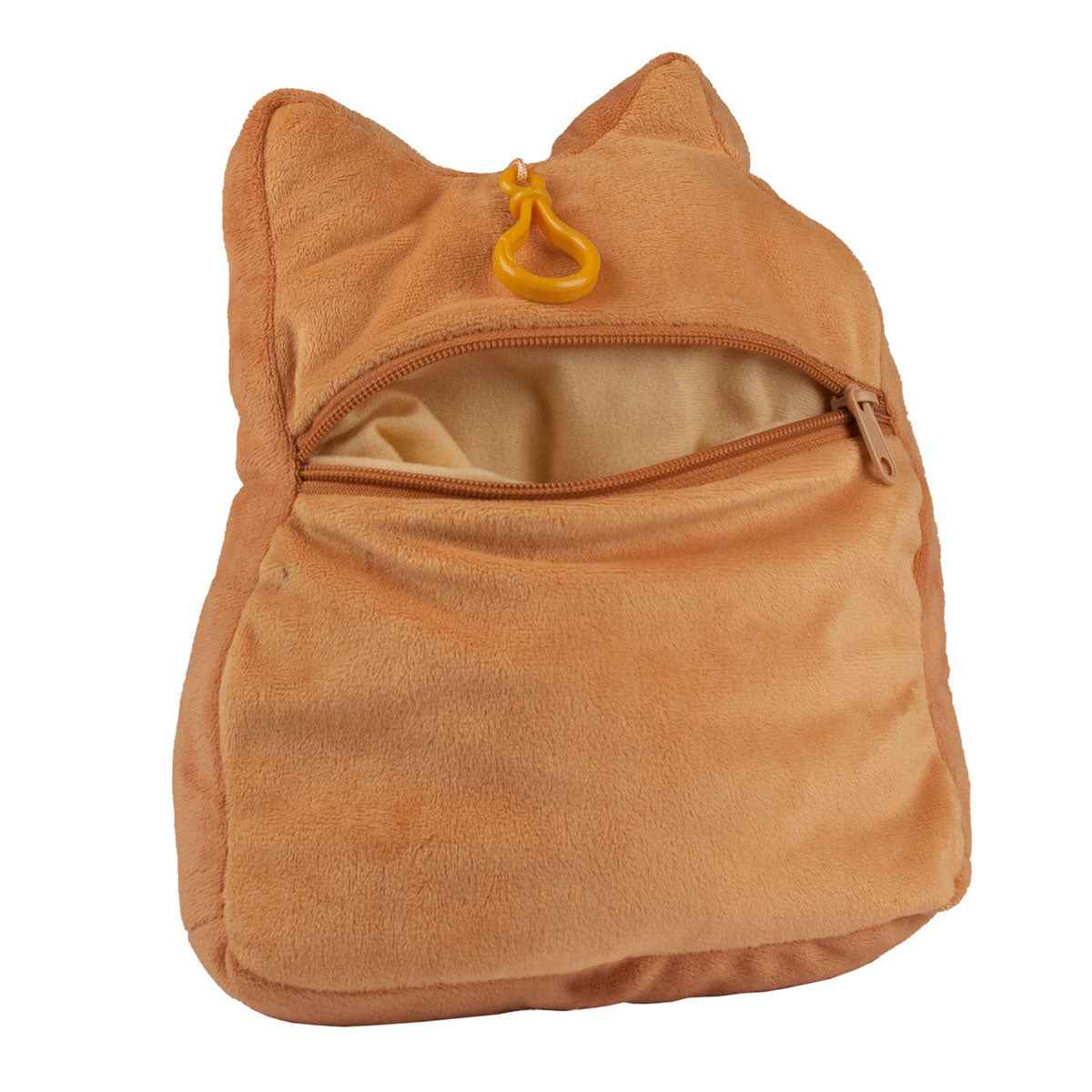 A brown plush DOGE® Cozy with a zippered pouch. Brand: Unknown, Item: DOGE® Cozy with Zippered Pouch.