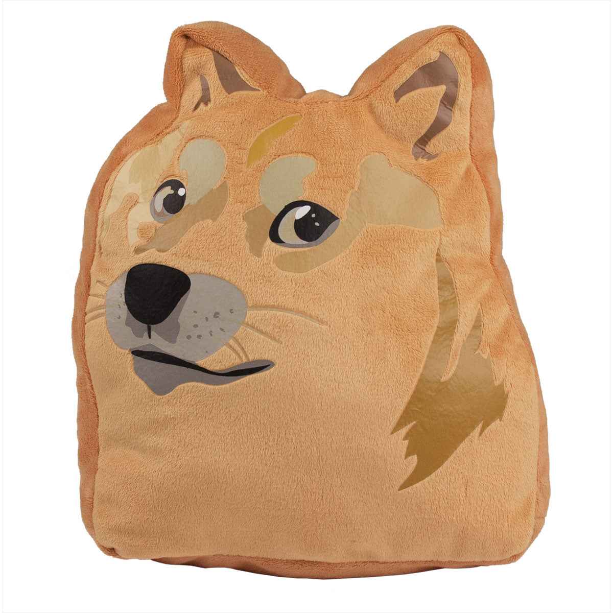 A brown plush Doge pillow with a zippered pouch. Brand: Ultra PRO, Item: DOGE® Cozy with Zippered Pouch.