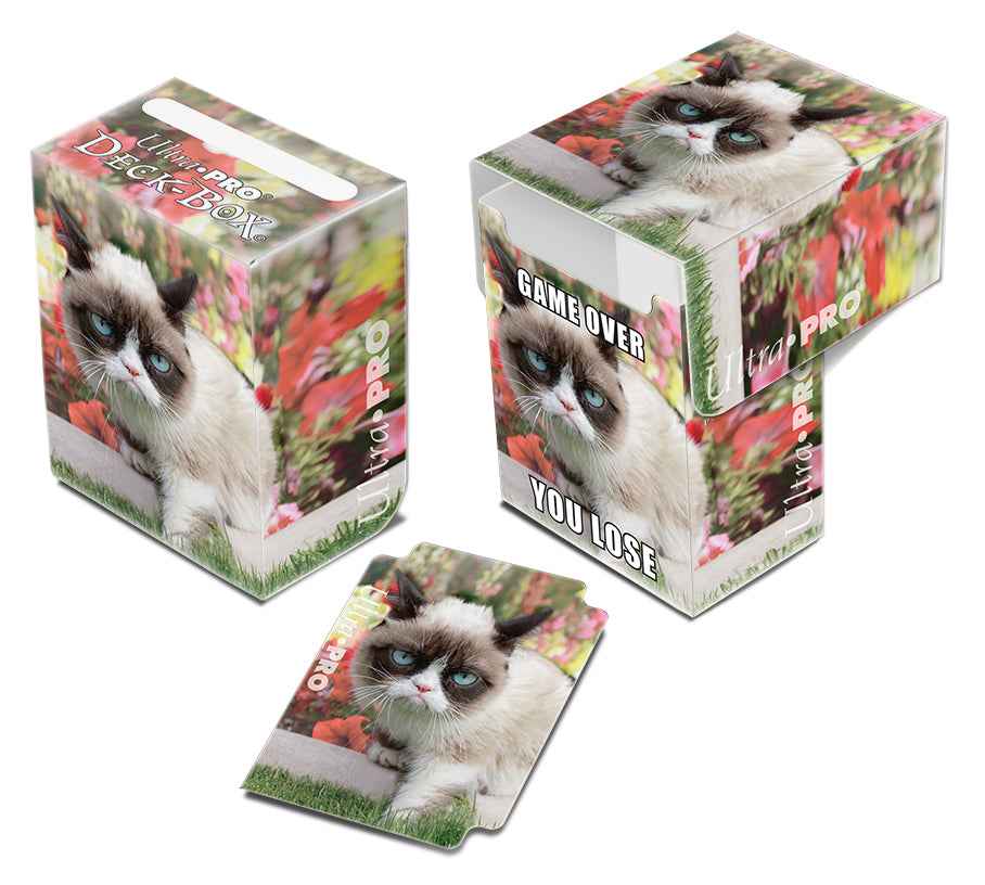 A Grumpy Cat Flowers Full-View Deck Box. Brand: Ultra PRO, Item: Grumpy Cat Flowers Full-View Deck Box