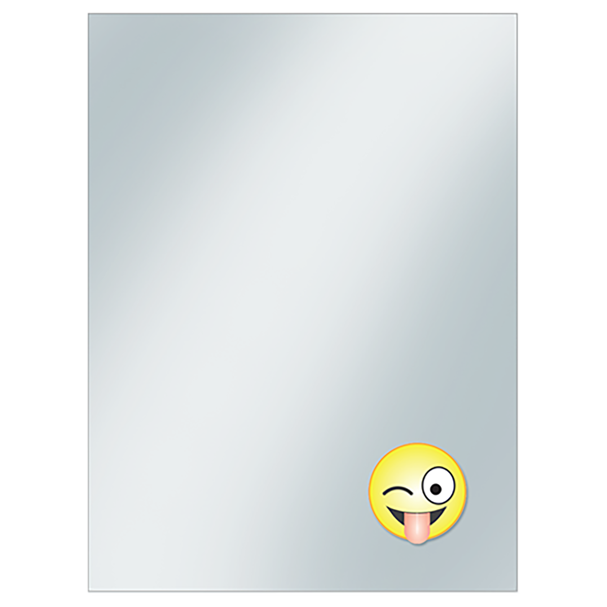 A yellow silly emoji with one eye closed and tongue sticking out, on a grey background. Brand: Ultra PRO, Item: Emoji: Silly Standard DECK PROTECTOR® Sleeve Covers (50ct).