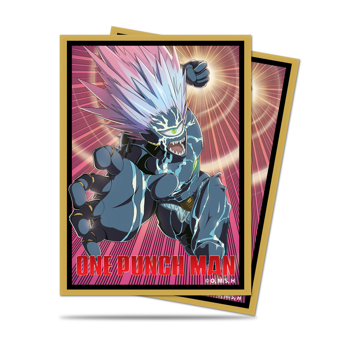 A gold-bordered Boros Standard DECK PROTECTOR® Sleeves (65ct) for One-Punch Man. Brand: Ultra PRO, Item: Boros Standard DECK PROTECTOR® Sleeves (65ct) for One-Punch Man.