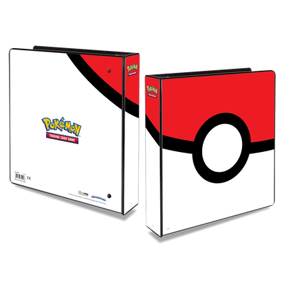 A white and red Poké Ball 2-inch 3-ring album. Brand: Ultra PRO, Item: 2" Poké Ball 3-Ring Album for Pokémon