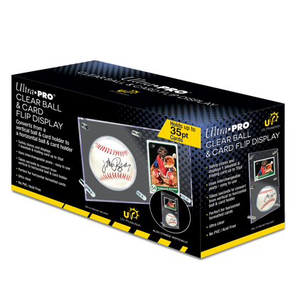 A Clear Baseball & Card Flip Display Case. Brand: Ultra PRO, Item: Baseball & Card (35PT) Clear Flip Display Case