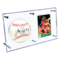 A clear acrylic display case featuring an autographed baseball and a baseball card. Brand: Ultra PRO, Item: Baseball & Card (35PT) Clear Flip Display Case.
