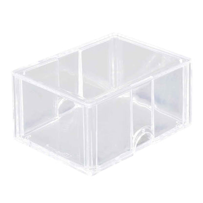 A clear acrylic 100+ card storage box. Brand: Diamond Corner, Item: 100+ Card Storage Box.
