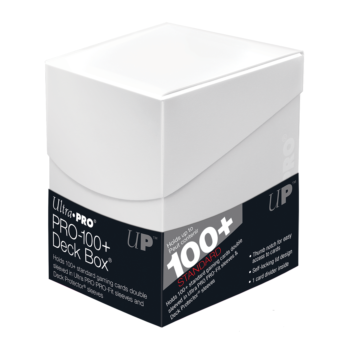 An Arctic White Ultra PRO PRO-100+ Deck Box. Brand: Ultra PRO, Item: ECLIPSE® PRO 100+ DECK BOX® - Arctic White.