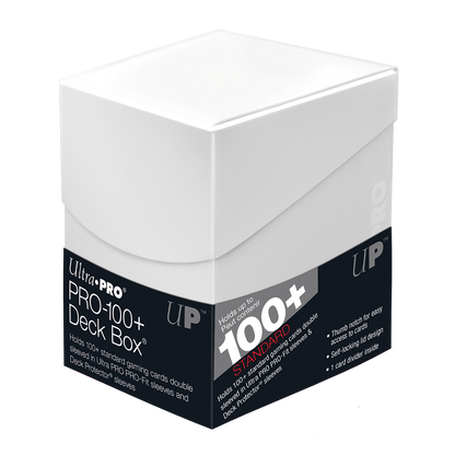 An Arctic White Ultra PRO PRO-100+ Deck Box. Brand: Ultra PRO, Item: ECLIPSE® PRO 100+ DECK BOX® - Arctic White.