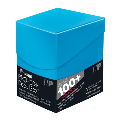 A Sky Blue Ultra PRO PRO-100+ Deck Box. Brand: Ultra PRO, Item: ECLIPSE® PRO 100+ DECK BOX® - Sky Blue