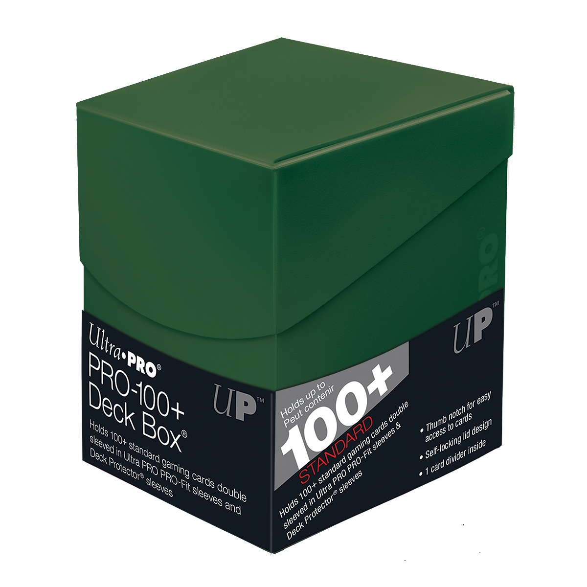 A Forest Green Deck Box. Brand: Ultra PRO, Item: PRO-100+ Deck Box