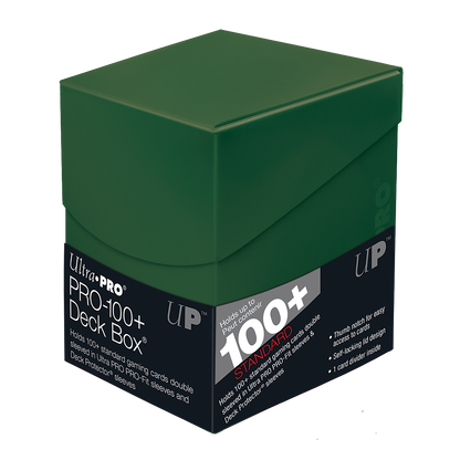 A Forest Green Deck Box. Brand: Ultra PRO, Item: PRO-100+ Deck Box