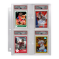 A clear plastic 4-pocket page for graded PSA slabs. Brand: Ultra PRO, Item: 4-Pocket Page (1ct) for Graded PSA Slabs.