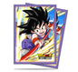 A purple Dragon Ball Super card sleeve featuring young Son Goku wielding his power pole. Brand: Ultra PRO, Item: Explosive Spirit Son Goku Standard DECK PROTECTOR® Sleeves (65ct).