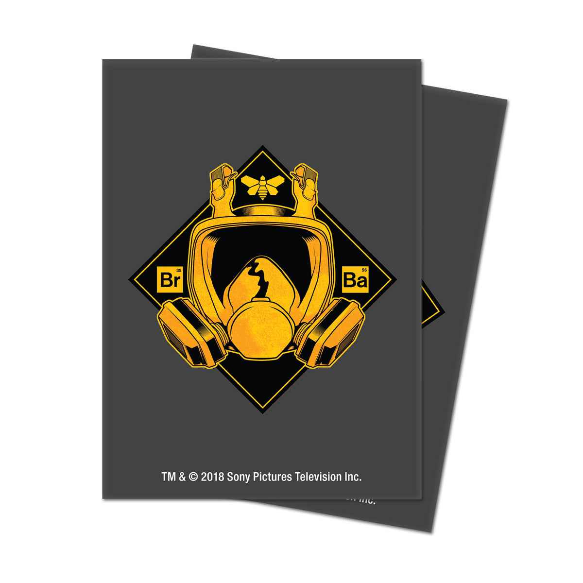 A dark gray Breaking Bad Golden Moth Standard DECK PROTECTOR® Sleeves (100ct) by Ultra PRO.