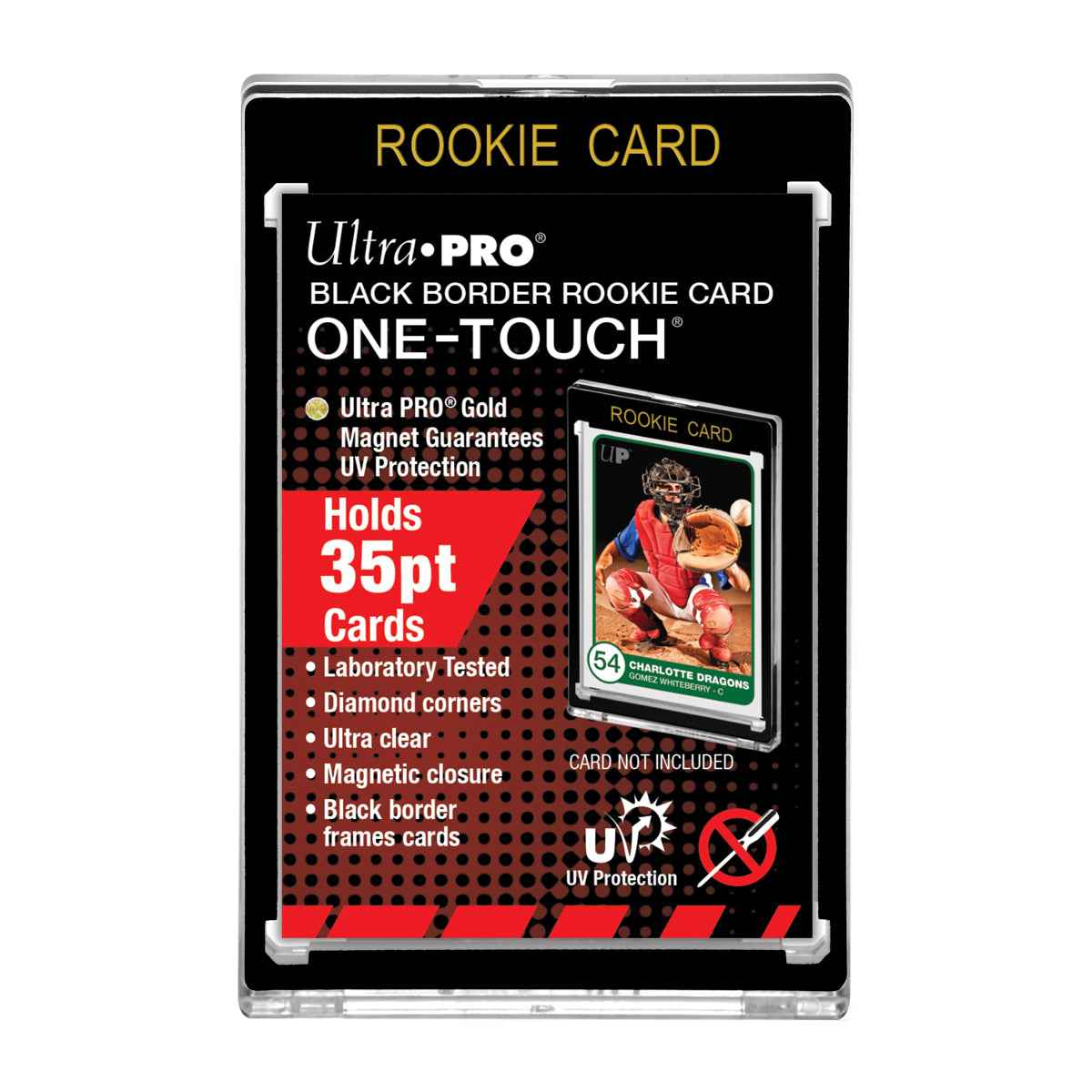 A Black Border UV ONE-TOUCH Magnetic Card Holder. Brand: Ultra PRO, Item: 35PT ROOKIE Black Border UV ONE-TOUCH® Magnetic Holder.