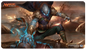 A blue and gold Magic: The Gathering Aether Revolt Yahenni, Undying Partisan Standard Gaming Playmat. Brand: Ultra PRO, Item: Aether Revolt Yahenni, Undying Partisan Standard Gaming Playmat.