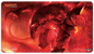 A red and orange Magic: The Gathering playmat featuring Urabrask the Hidden. Brand: Ultra PRO, Item: Iconic Masters Urabrask the Hidden Standard Gaming Playmat.