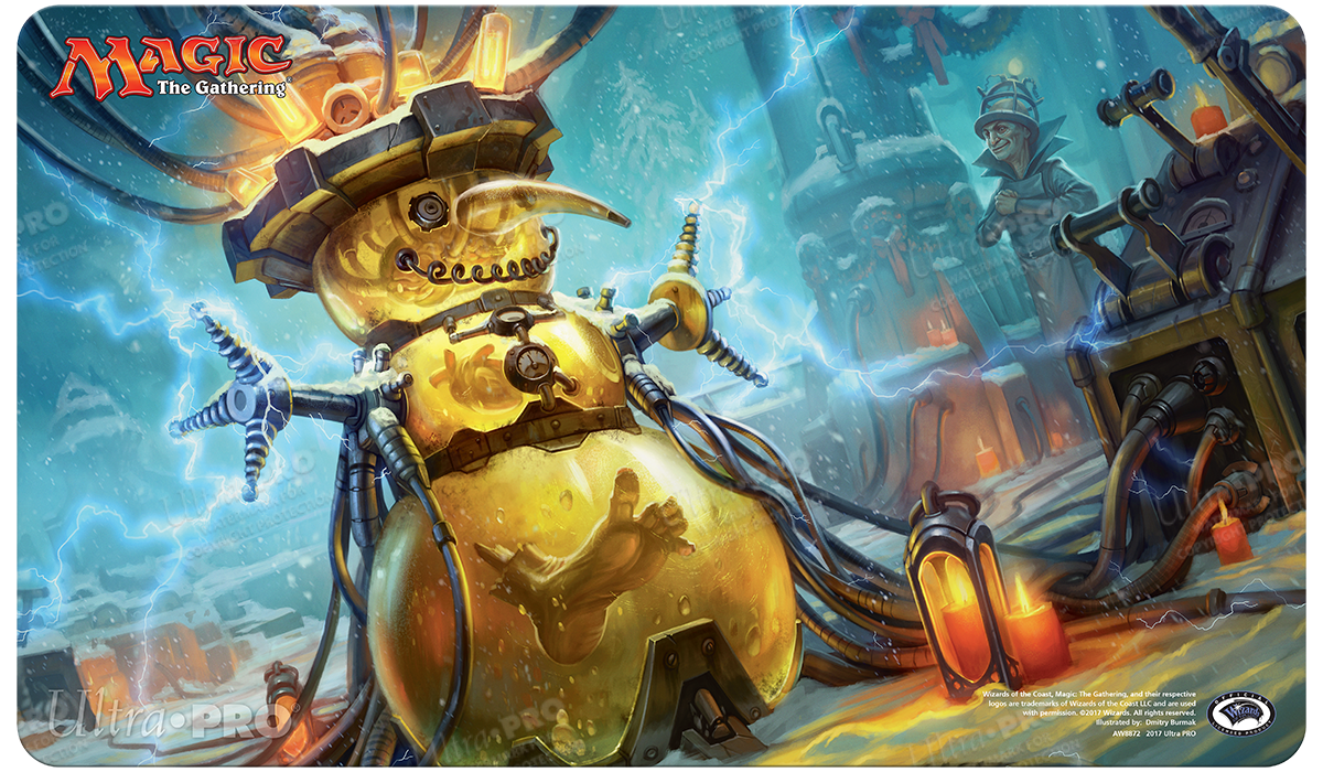 A "Happy Holidays Some Disassembly Required" Gaming Playmat for Magic: The Gathering. Brand: Ultra PRO, Item: Happy Holidays Some Disassembly Required Gaming Playmat.
