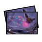 A Magic: The Gathering Bog Humbugs Holiday Standard DECK PROTECTOR® Sleeves (100ct) by Ultra PRO. Features a whimsical illustration of fireflies with colorful lights in a snowy forest.