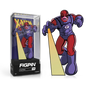 A purple and red FiGPiN collectible of the X-Men Sentinel, shown in its display case and also standing alone.