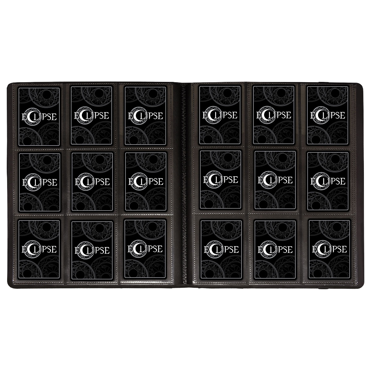 A black 9-pocket PRO-BINDER for trading cards. Brand: Eclipse, Item: Eclipse 9-Pocket PRO-BINDER.