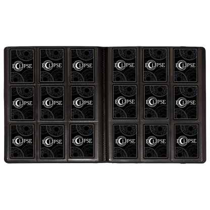 A black 9-pocket PRO-BINDER for trading cards. Brand: Eclipse, Item: Eclipse 9-Pocket PRO-BINDER.