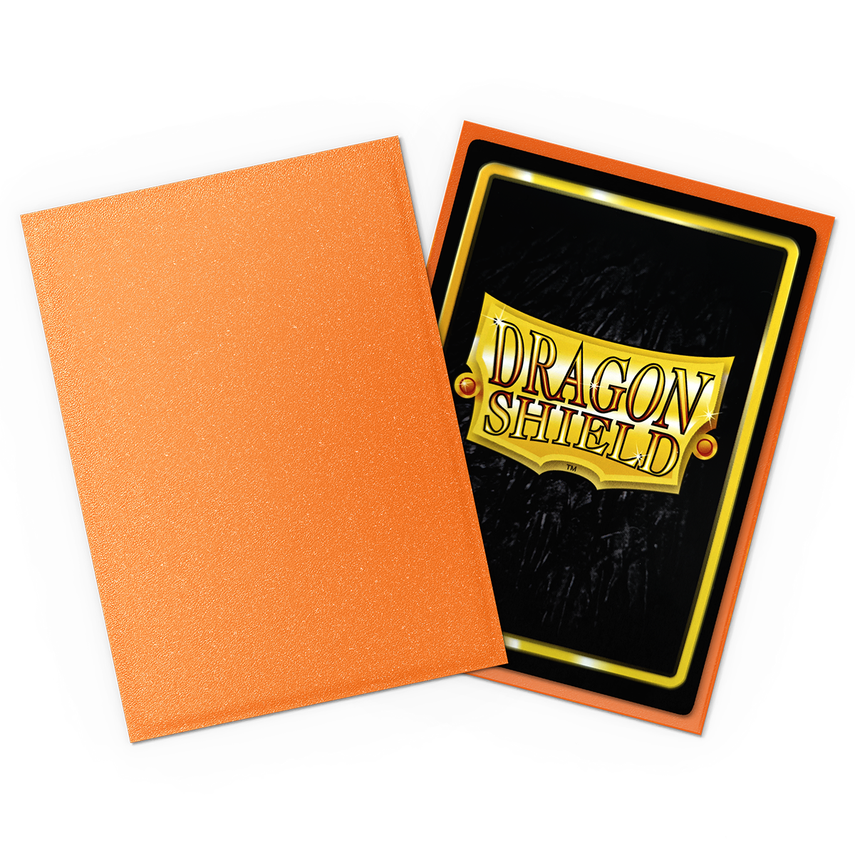 A textured orange Japanese size Dragon Shield card sleeve. Brand: Dragon Shield, Item: Amber - Matte Sleeves