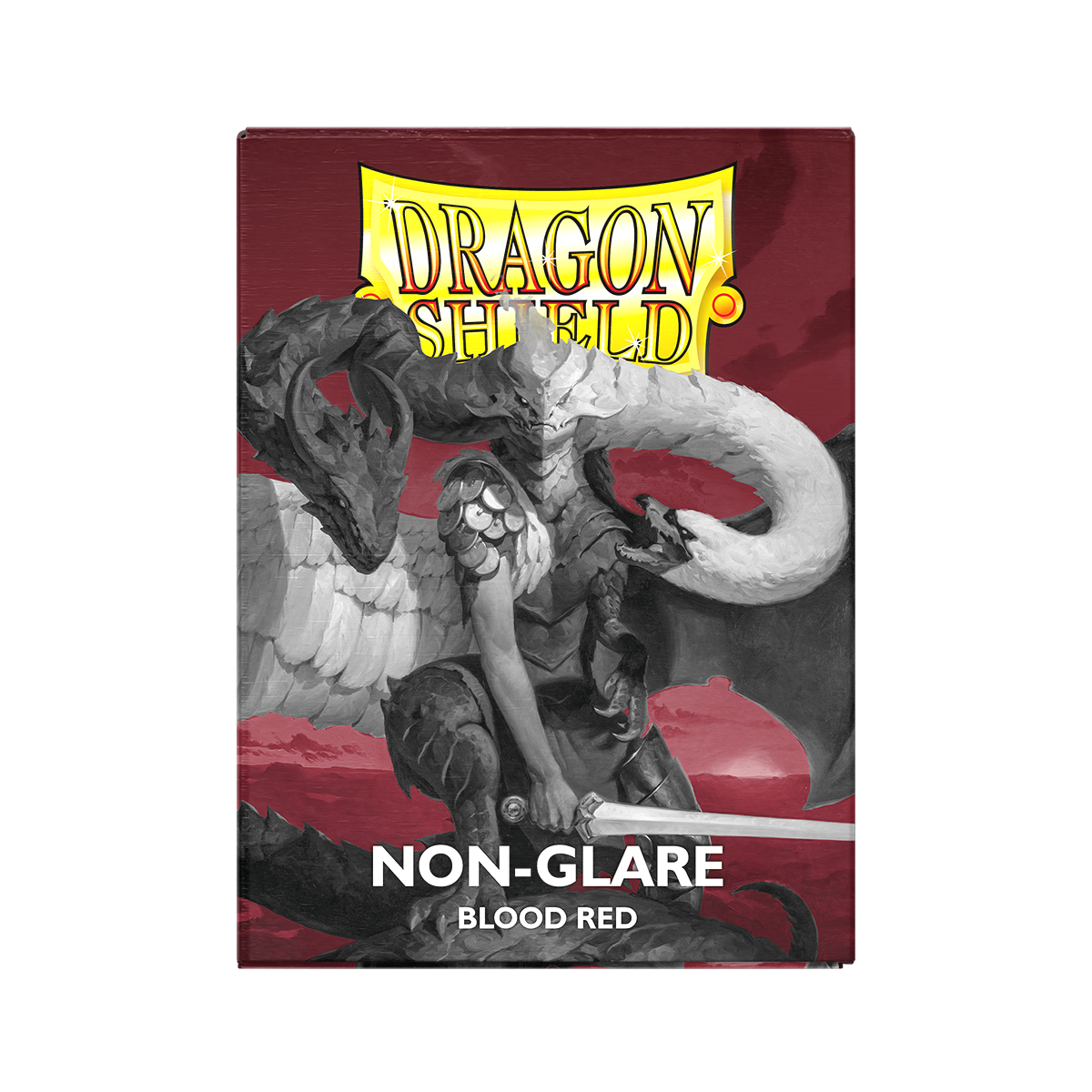 A Blood Red Non-Glare Matte Sleeves. Brand: Dragon Shield, Item: Blood Red - Non-Glare - Matte Sleeves.