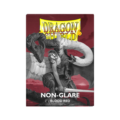 A Blood Red Non-Glare Matte Sleeves. Brand: Dragon Shield, Item: Blood Red - Non-Glare - Matte Sleeves.