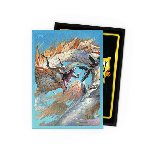 A blue matte dual art card sleeve featuring the Ejsingandr dragon artwork. Brand: Signature Series, Item: The Ejsingandr - Matte Dual Art Sleeves.