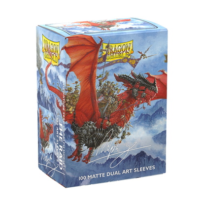 A Matte Dual Art Sleeves deck box featuring "The Raid" artwork by Ralph Horsley. Brand: Dragon Shield, Item: Signature Series - The Raid - Matte Dual Art Sleeves.