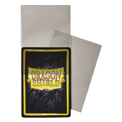 A clear Dragon Shield Toploading Perfect Fit Sleeve with a Dragon Shield card. Brand: Dragon Shield, Item: Smoke - Toploading Perfect Fit Sleeves.