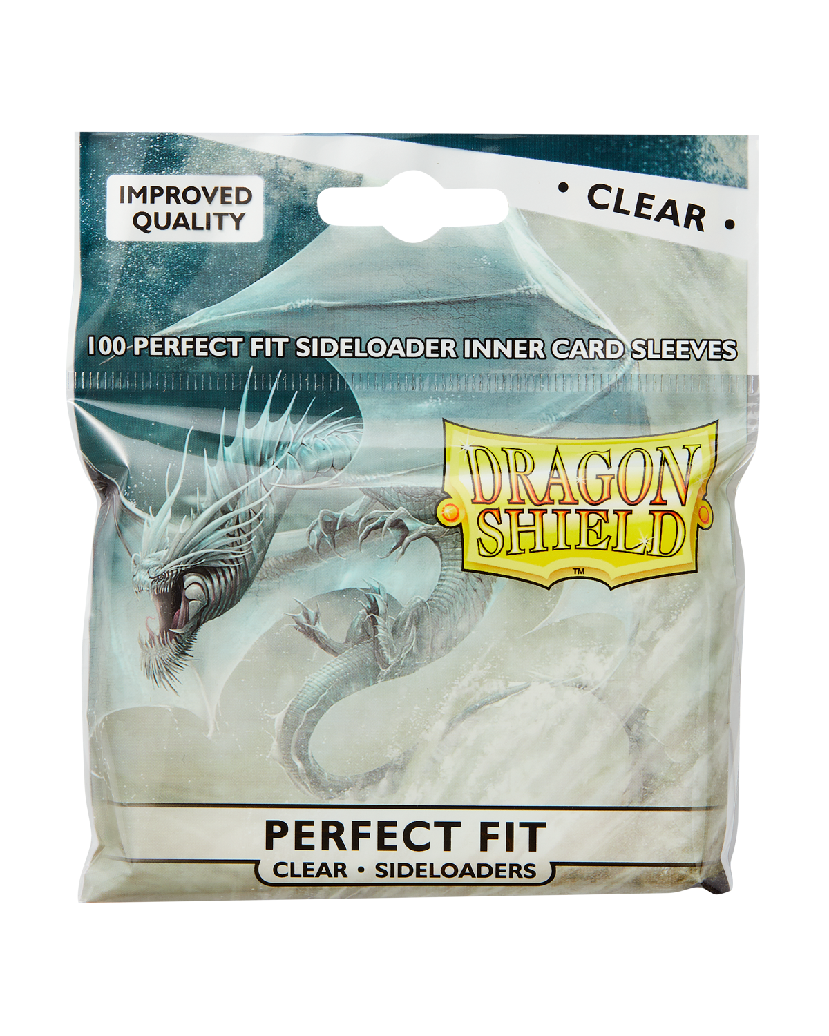 A clear Dragon Shield Perfect Fit Sideloading Inner Card Sleeves, 100 count.