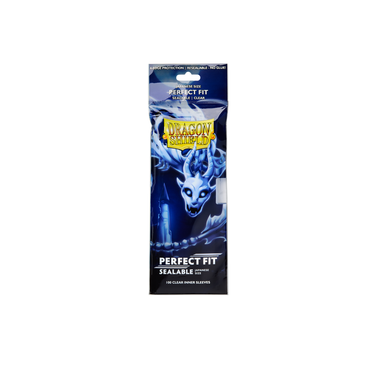 A clear Dragon Shield Perfect Fit Sealable Japanese Size Inner Sleeves. Brand: Dragon Shield, Item: Clear - Sealable Perfect Fit Sleeves.
