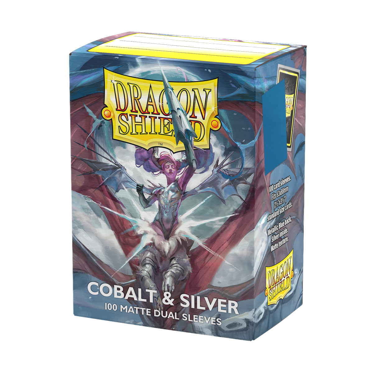 A Cobalt & Silver Matte Dual Sleeves Deck Box. Brand: Dragon Shield, Item: Cobalt & Silver - Matte Dual Sleeves.