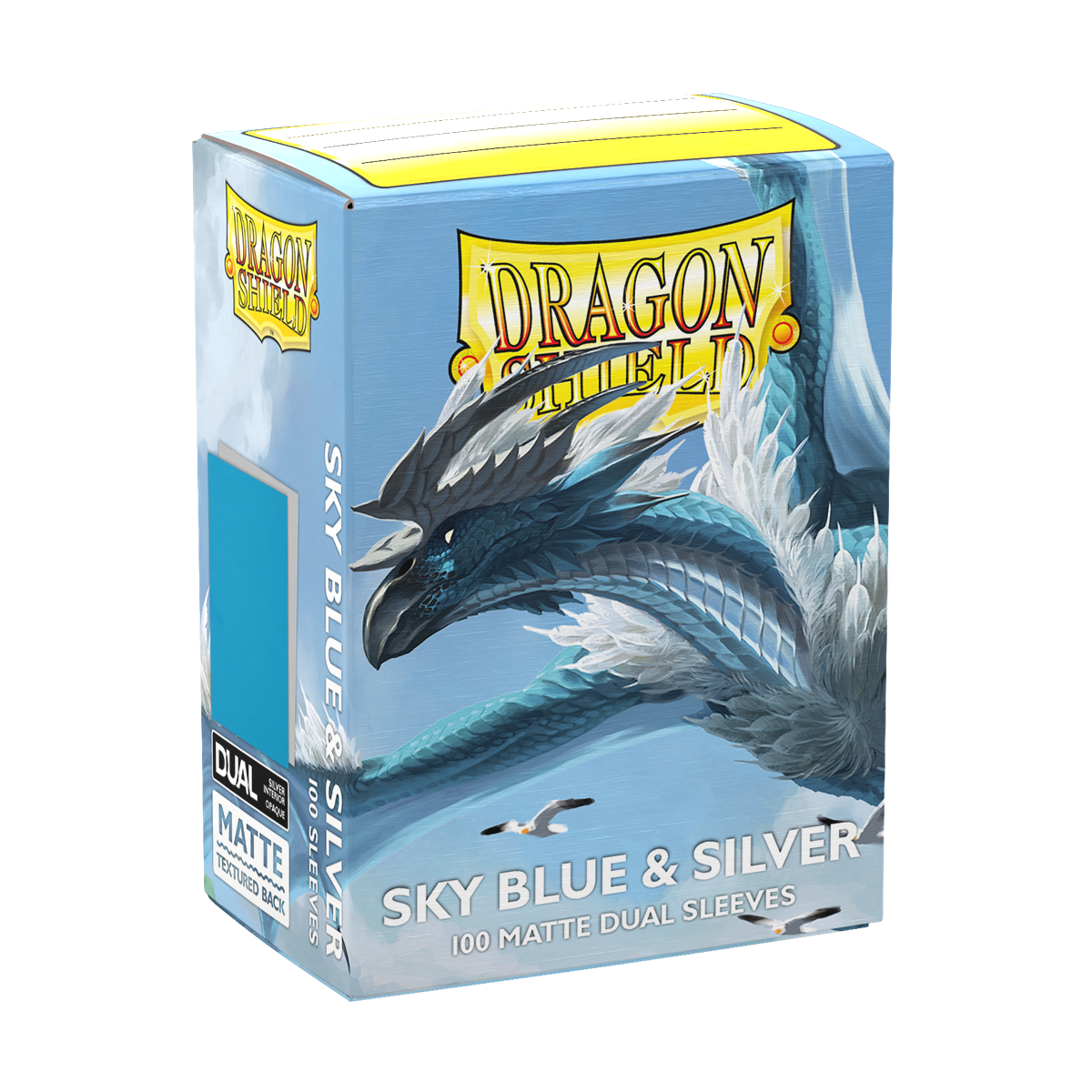 A Sky Blue & Silver Matte Dual Sleeves Deck Box. Brand: Dragon Shield, Item: Sky Blue & Silver - Matte Dual Sleeves