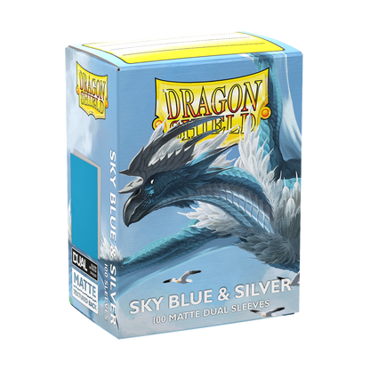 A Sky Blue & Silver Matte Dual Sleeves Deck Box. Brand: Dragon Shield, Item: Sky Blue & Silver - Matte Dual Sleeves