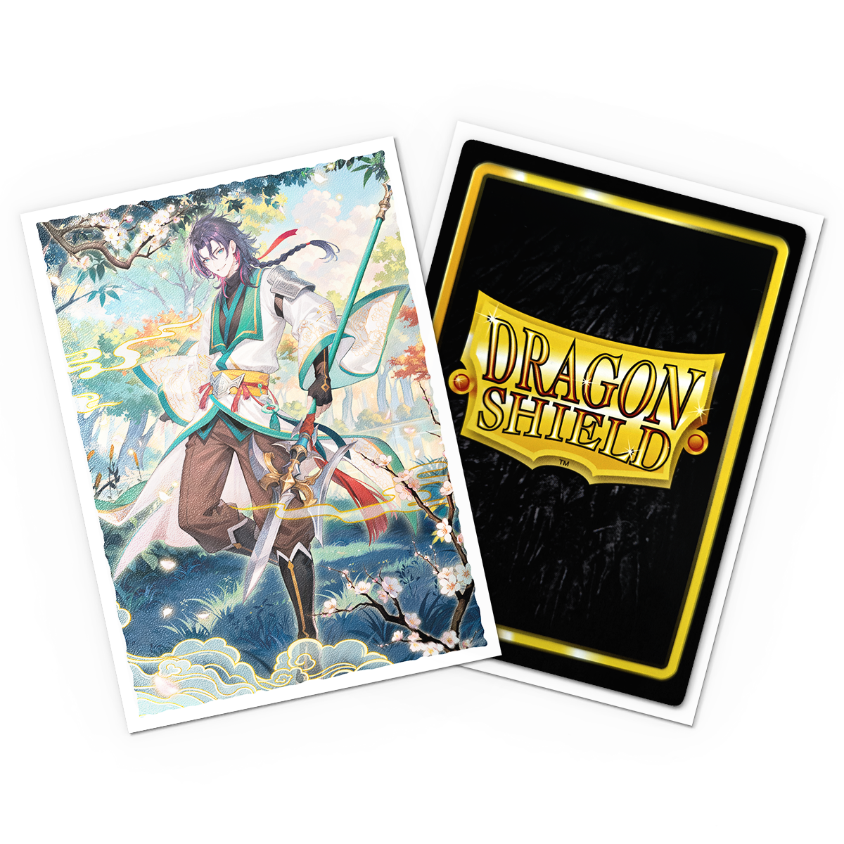 A matte art card sleeve featuring Jin: Fate Defiant artwork. Brand: Dragon Shield, Item: Grand Archive - Jin: Fate Defiant - Matte Art Sleeves.