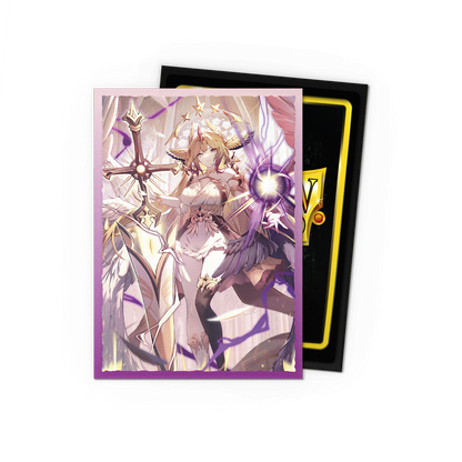 A purple-bordered anime-style card sleeve featuring Haniel, Archangel of Spectra. Brand: Grand Archive, Item: Haniel, Archangel of Spectra - Matte Dual Art Sleeves.