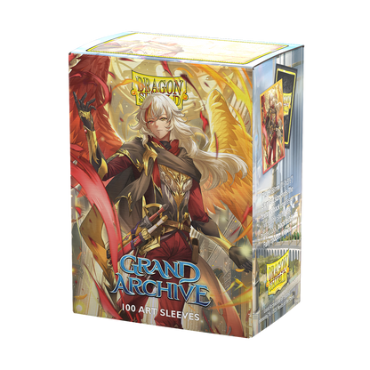 A matte dual art deck box featuring Azrael, Archangel of Materia. Brand: Dragon Shield, Item: Grand Archive - Azrael, Archangel of Materia - Matte Dual Art Sleeves.