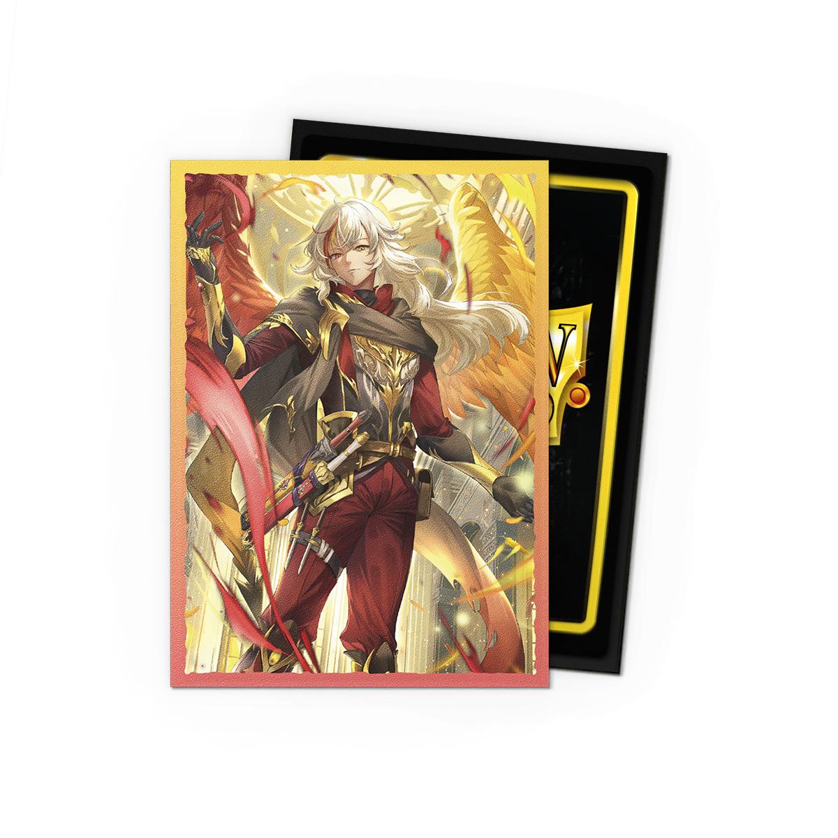 A Matte Dual Art Card Sleeve featuring Azrael, Archangel of Materia from Grand Archive. Brand: Grand Archive, Item: Azrael, Archangel of Materia - Matte Dual Art Sleeves.