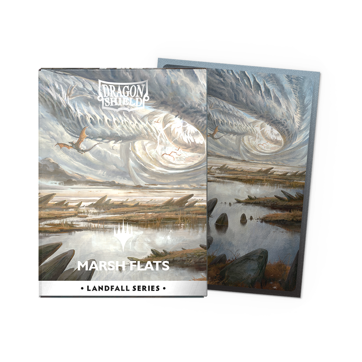 A matte dual art card sleeve set. Brand: Dragon Shield, Item: Landfall Series - Marsh Flats.