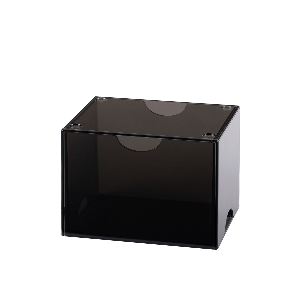 A clear black Strongbox deck box. Brand: Dragon Shield (Dev), Item: Strongbox - Clear Black.