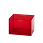 A translucent red Dragon Shield Strongbox deck box.