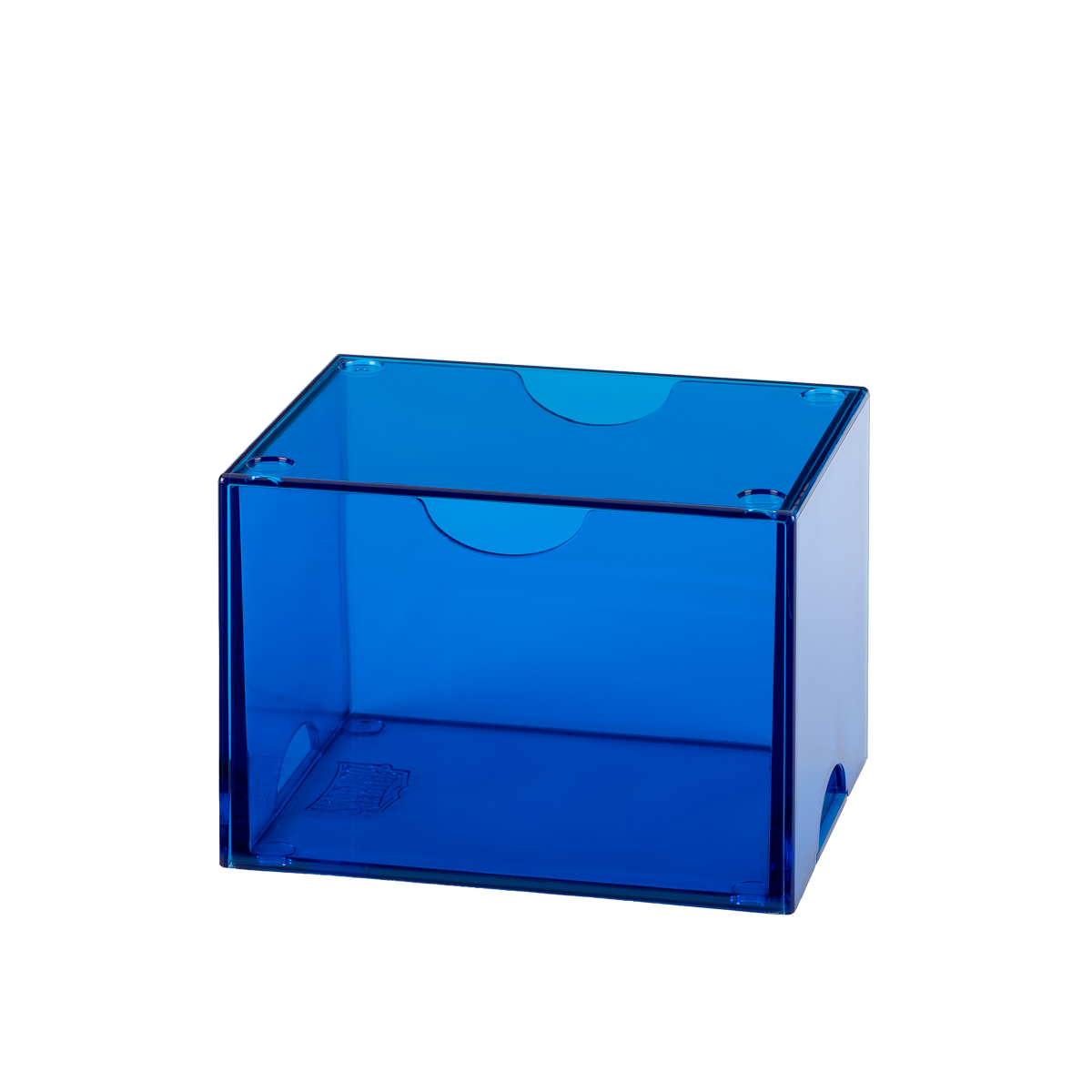 A clear blue deck box. Brand: Dragon Shield (Dev), Item: Strongbox - Clear Blue.
