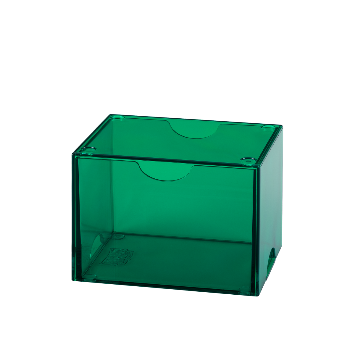 A clear green deck box. Brand: Dragon Shield (Dev), Item: Strongbox - Clear Green.