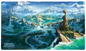 A fantasy landscape TCG Playmat featuring the Baidi, Oathsworn Palace from Grand Archive. Brand: Dragon Shield (Dev), Item: Grand Archive - Baidi, Oathsworn Palace - TCG Playmat.