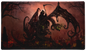 A dark fantasy TCG Playmat featuring the Grim Reaper riding a skeletal dragon through a graveyard filled with jack-o'-lanterns. Brand: Dragon Shield (Dev), Item: Halloween 2025 - TCG Playmat.