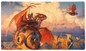 A fantasy art TCG Playmat featuring dragons and riders, with the Dragon Shield logo. Brand: Dragon Shield, Item: Signature Series The Adameer - TCG Playmat.