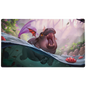 A purple dragon-hippo hybrid swimming in water, with purple wings and red accents. A TCG Playmat. Brand: Dragon Shield (Dev), Item: The Snortle - TCG Playmat.
