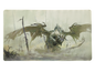 A green and white Dragon Shield TCG Playmat featuring a fearsome dragon emerging from a misty swamp.